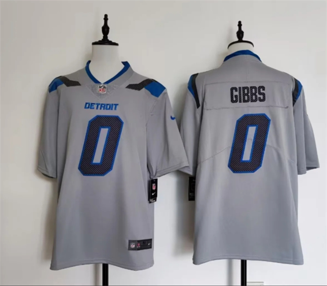 Men's Detroit Lions #0 Jahmyr Gibbs Silver 2026  Rivalries Collection Limited Stitched Football Jersey
