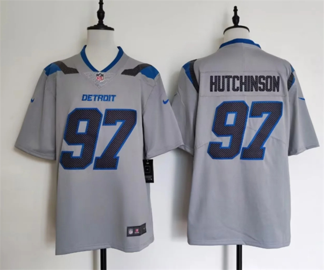 Men's Detroit Lions #97 Aidan Hutchinson Silver 2026  Rivalries Collection Limited Stitched Football Jersey