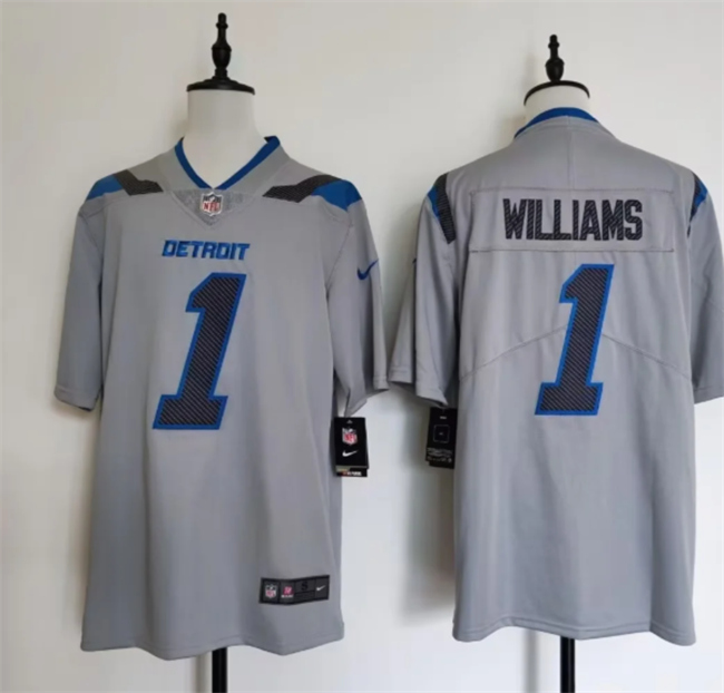 Men's Detroit Lions #1 Jameson Williams Silver 2026 Rivalries Collection Limited Stitched Football Jersey