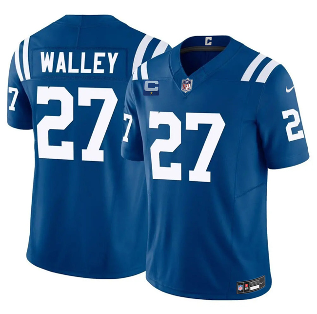 Men's Indianapolis Colts #27 Justin Walley Blue 2026 F.U.S.E. 1-Star C Patch Vapor Limited Stitched Football Jersey