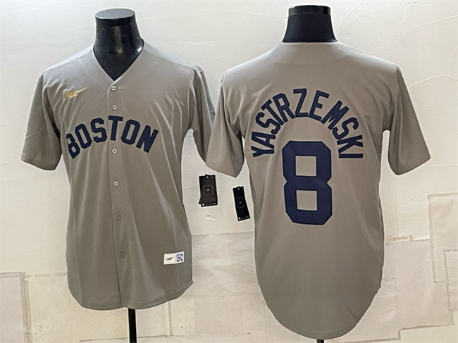 Men's Boston Red Sox #8 Carl Yastrzemski Grey Cooperstown Collection Limited Stitched Baseball Jersey