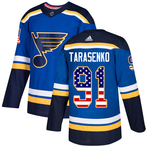 Men's St. Louis Blues Custom Blue USA Flag Stitched Hockey Jersey