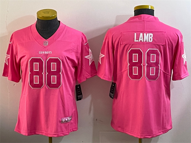 Women's Dallas Cowboys Active Player Custom Pink Vapor Untouchable Limited Stitched Football Jersey(Run Small)
