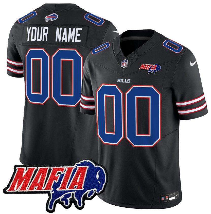 Men & Women & Youth Buffalo Bills Active Player Custom Black F.U.S.E. 2024 Bills Mafia Patch Vapor Limited Stitched Football Jersey