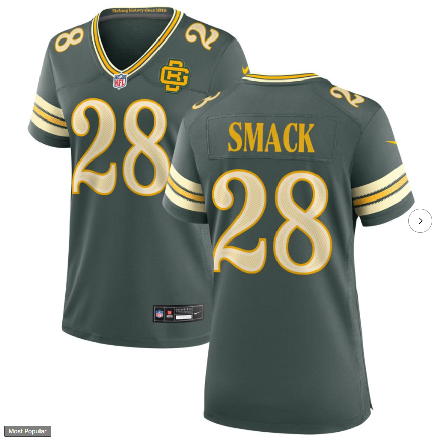Women's Green Bay Packers #28 Trey Smack Dark Green 2026 Rivalries Collection Limited Stitched Game Jersey