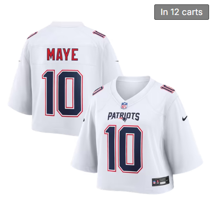 Women's New England Patriots #10 Drake Maye White Nike Cropped Fashion Game Stitched Jersey