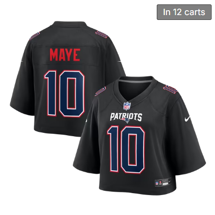 Women's New England Patriots #10 Drake Maye Black Nike Cropped Fashion Game Stitched Jersey