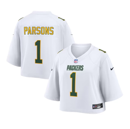 Women's Green Bay Packers #1 Micah Parsons White Nike Cropped Fashion Game Stitched Jersey