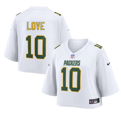 Women's Green Bay Packers #10 Jordan Love White Nike Cropped Fashion Game Stitched Jersey