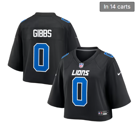 Women's Detroit Lions #0 Jahmyr Gibbs Black Nike Cropped Fashion Game Stitched Jersey
