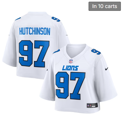 Women's Detroit Lions #97 Aidan Hutchinson White Nike Cropped Fashion Game Stitched Jersey