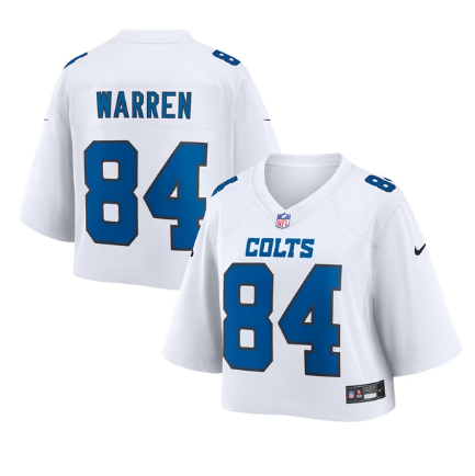 Women's Indianapolis Colts #84 Tyler Warren White Nike Cropped Fashion Game Stitched Jersey