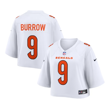 Women's Cincinnati Bengals #9 Joe Burrow White Nike Cropped Fashion Game Stitched Jersey