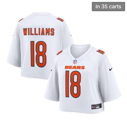 Women's Chicago Bears #18 Caleb Williams White Nike Cropped Fashion Game Stitched Jersey