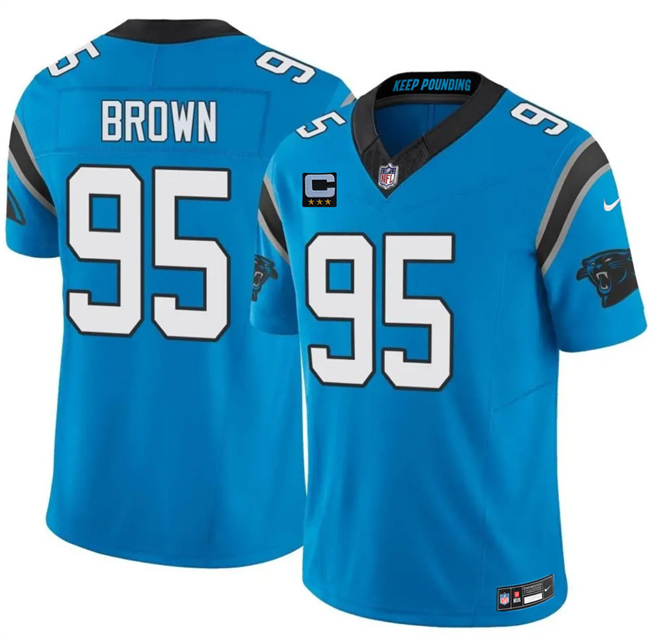 Men's Carolina Panthers #95 Derrick Brown Blue 2026 F.U.S.E. 3-Star C Patch Vapor Limited Stitched Football Jersey