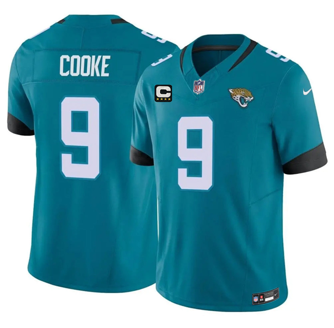 Men's Jacksonville Jaguars #9 Logan Cooke Teal 2026 F.U.S.E. 4-Star C Patch Vapor Limited Stitched Football Jersey