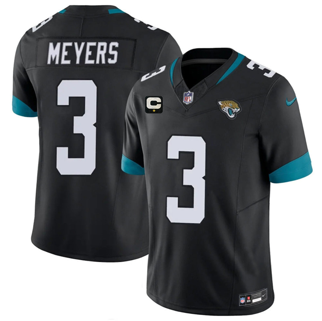 Men's Jacksonville Jaguars #3 Jakobi Meyers Black 2026 F.U.S.E. 1-Star C Patch Vapor Limited Stitched Football Jersey