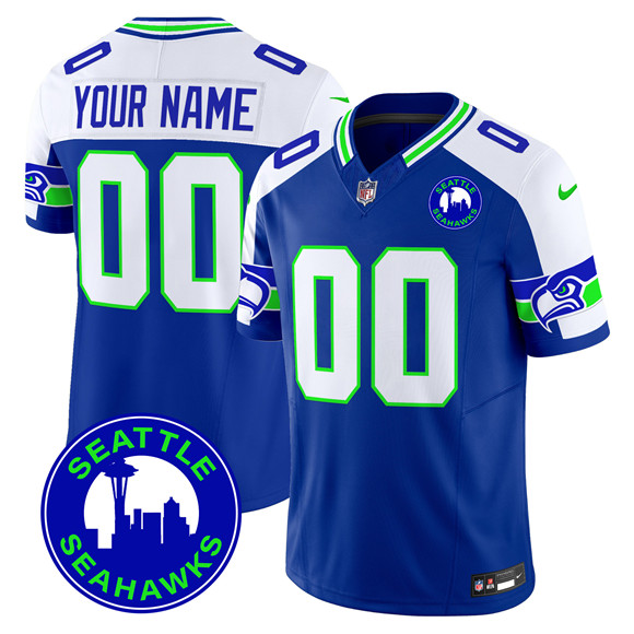 Men & Women & Youth Seattle Seahawks Active Player Custom Royal Alternate F.U.S.E. City Patch Vapor Limited Stitched Football Jersey