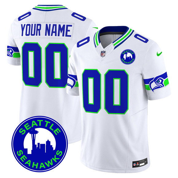 Men & Women & Youth Seattle Seahawks Active Player Custom White F.U.S.E. City Patch Vapor Limited Stitched Football Jersey