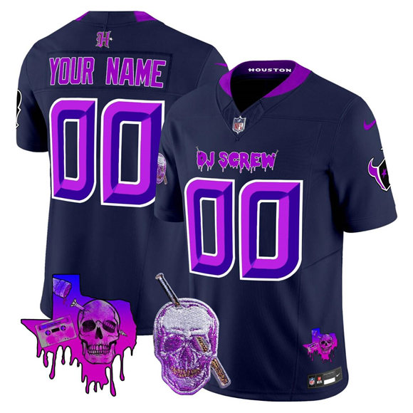 Men & Women & Youth Houston Texans Active Player Custom Navy 2026 F.U.S.E. DJ Screw Vapor Limited Stitched Football Jersey