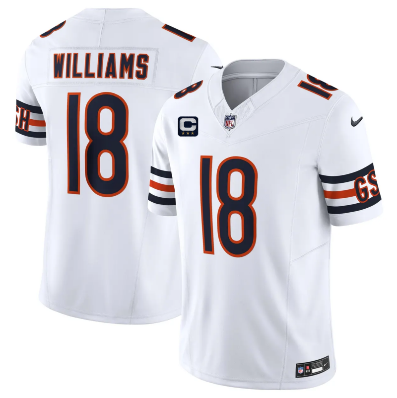 Men's Chicago Bears #18 Caleb Williams White 2026 F.U.S.E. With 3-star C Patch Vapor Untouchable Limited Stitched Football Jersey