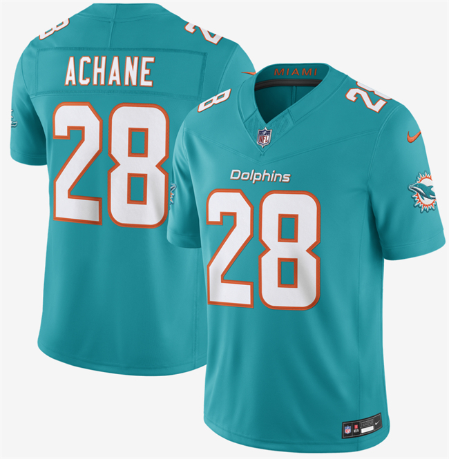 Men's Miami Dolphins #28 De’Von Achane Aqua 2026 F.U.S.E. Vapor Limited Stitched Football Jersey