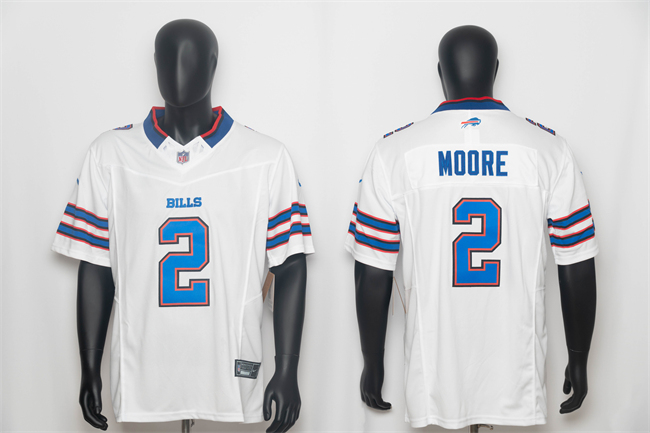 Men's Buffalo Bills #2 D.J. Moore White 2026 F.U.S.E. Vapor Untouchable Limited Stitched Football Jersey