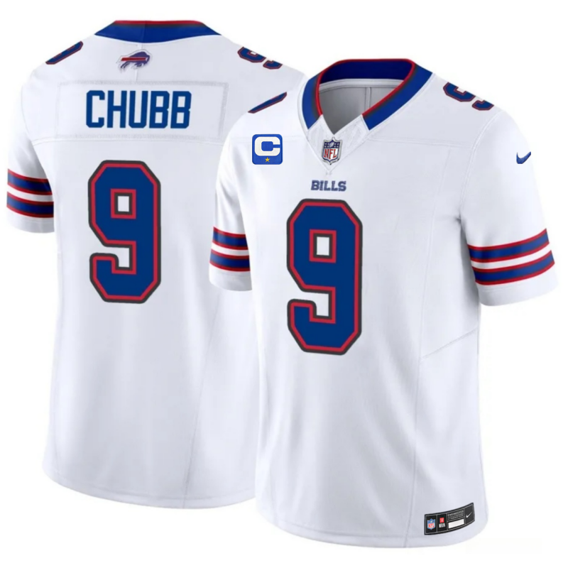 Men's Buffalo Bills #9 Bradley Chubb White 2026 F.U.S.E. 1-Star C Patch Vapor Untouchable Limited Stitched Football Jersey