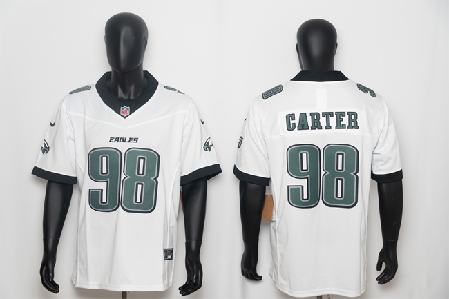 Men's Philadelphia Eagles #98 Jalen Carter White 2026 F.U.S.E. Vapor Untouchable Limited Stitched Football Jersey