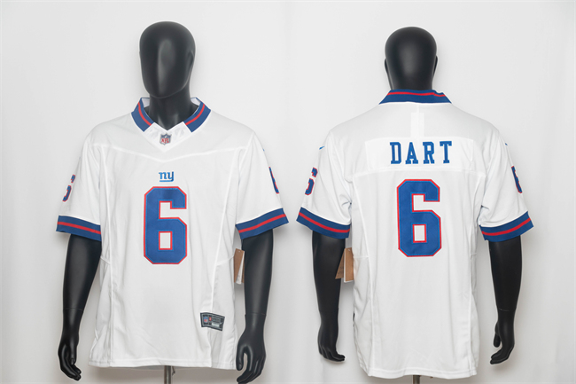 Men's New York Giants #6 Jaxson Dart White F.U.S.E. Vapor Untouchable Limited Stitched Jersey
