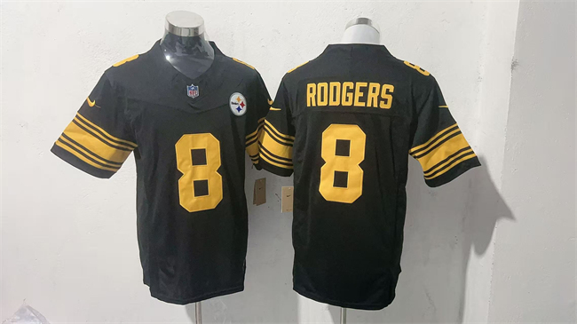 Men's Pittsburgh Steelers #8 Aaron Rodgers Black F.U.S.E. Color Rush Vapor Limited Stitched Football Jersey