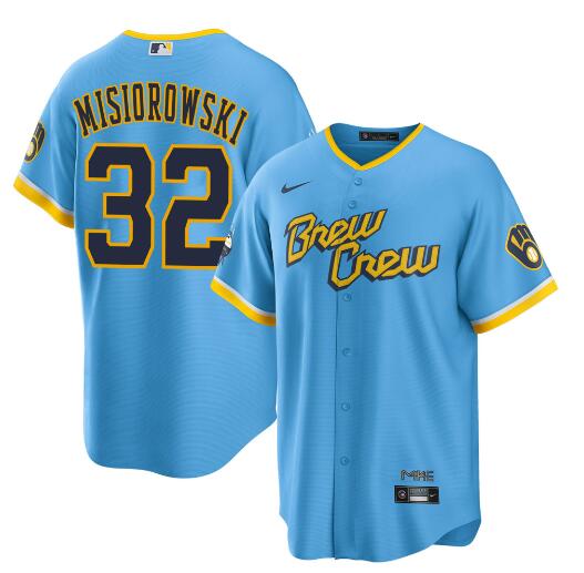 Youth Milwaukee Brewers #32 Jacob Misiorowski Powder Blue City Connect Cool Base Stitched Jersey