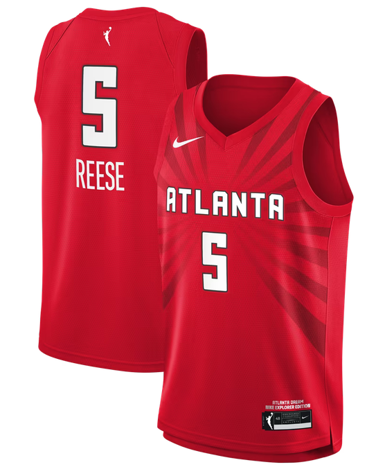Men's Atlanta Dream #5 Angel Reese Red Explorer Edition Stitched Basketball Jersey