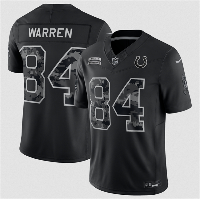 Men's Indianapolis Colts #84 Tyler Warren Black F.U.S.E. 2026 Salute to Service Limited Stitched Football Jersey
