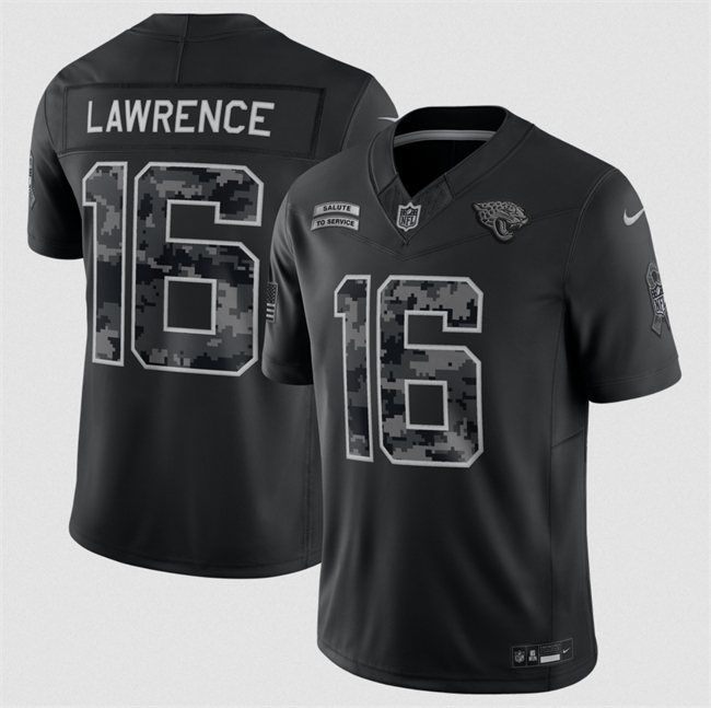 Men's Jacksonville Jaguars #16 Trevor Lawrence Black F.U.S.E. 2026 Salute to Service Limited Stitched Football Jersey