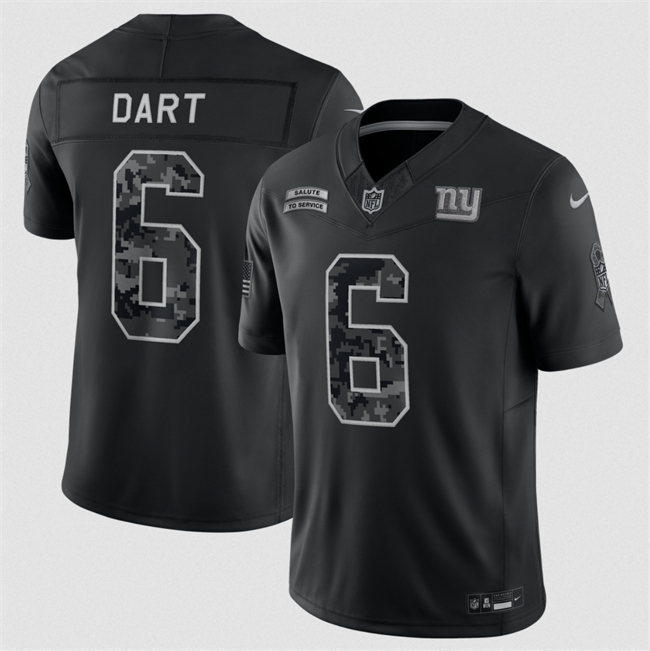 Men's New York Giants #6 Jaxson Dart Black F.U.S.E. 2026 Salute to Service Limited Stitched Football Jersey