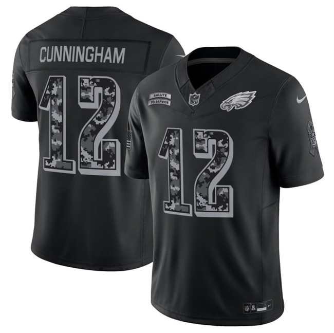 Men's Philadelphia Eagles #12 Randall Cunningham Black F.U.S.E. 2026 Salute to Service Limited Stitched Football Jersey