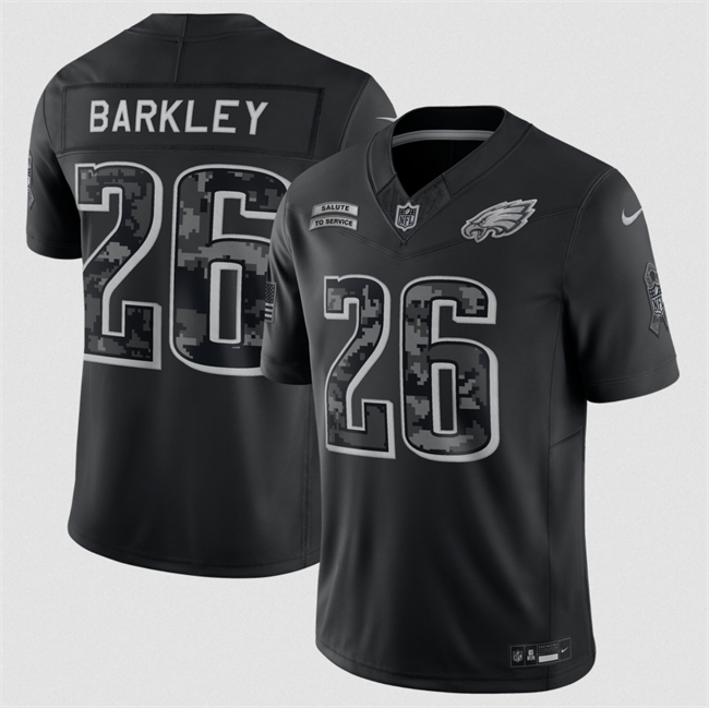Men's Philadelphia Eagles #26 Saquon Barkley Black F.U.S.E. 2026 Salute to Service Limited Stitched Football Jersey