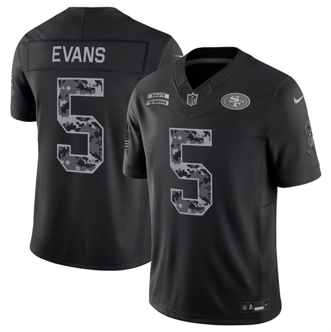 Men's San Francisco 49ers #5 Mike Evans Black F.U.S.E. 2026 Salute to Service Limited Stitched Football Jersey