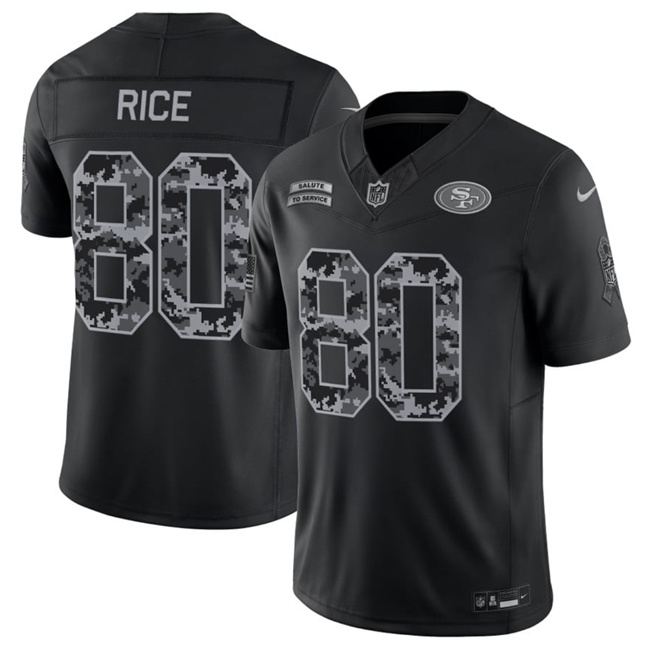 Men's San Francisco 49ers #80 Jerry Rice Black F.U.S.E. 2026 Salute to Service Limited Stitched Football Jersey