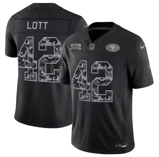 Men's San Francisco 49ers #42 Ronnie Lott Black F.U.S.E. 2026 Salute to Service Limited Stitched Football Jersey
