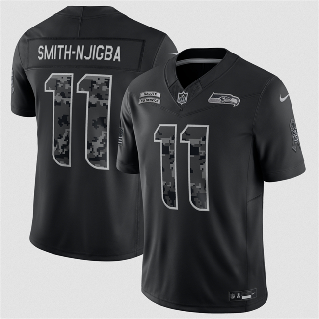 Men's Seattle Seahawks #11 Jaxon Smith-Njigba Black F.U.S.E. 2026 Salute to Service Limited Stitched Football Jersey