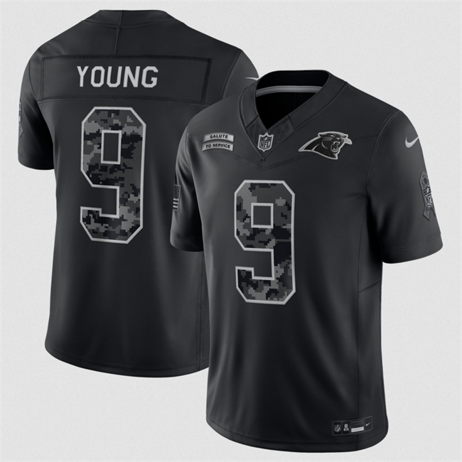 Youth Carolina Panthers #9 Bryce Young Black 2026 Salute to Service Limited Stitched Football Jersey(Run Small)