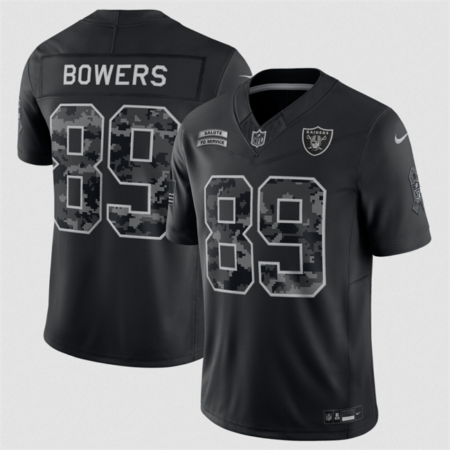 Youth Las Vegas Raiders #89 Brock Bowers Black 2026 Salute to Service Limited Stitched Football Jersey(Run Small)