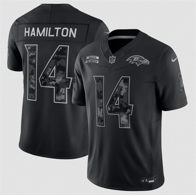Men's Baltimore Ravens #14 Kyle Hamilton Black F.U.S.E. 2026 Salute to Service Limited Stitched Football Jersey