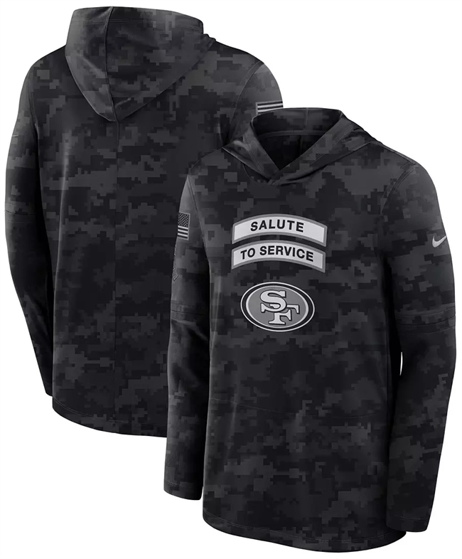 Men's San Francisco 49ers Black 2026 Salute to Service Sideline Lightweight Hoodie Dri-FIT Long Sleeve Top