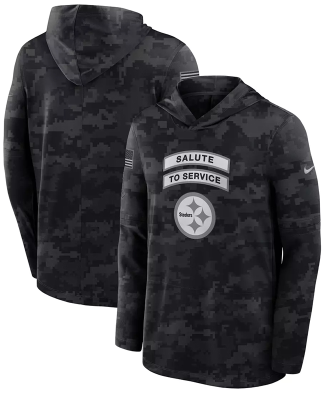Men's Pittsburgh Steelers Black 2026 Salute to Service Sideline Lightweight Hoodie Dri-FIT Long Sleeve Top