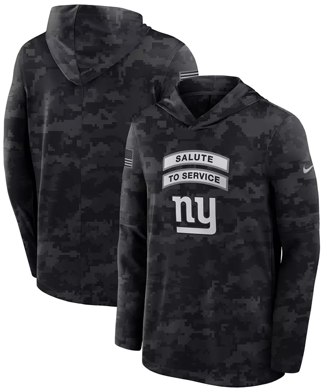 Men's New York Giants Black 2026 Salute to Service Sideline Lightweight Hoodie Dri-FIT Long Sleeve Top
