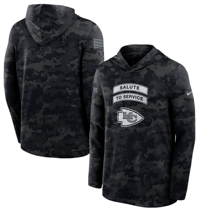 Men's Kansas City Chiefs Black 2026 Salute to Service Sideline Lightweight Hoodie Dri-FIT Long Sleeve Top