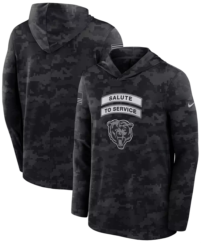 Men's Chicago Bears Black 2026 Salute to Service Sideline Lightweight Hoodie Dri-FIT Long Sleeve Top